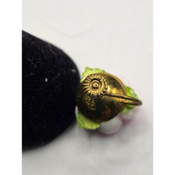 Rare Condition Bone China Rose Brooch Pin and Earrings Made in England Antique - Picture 8 of 10